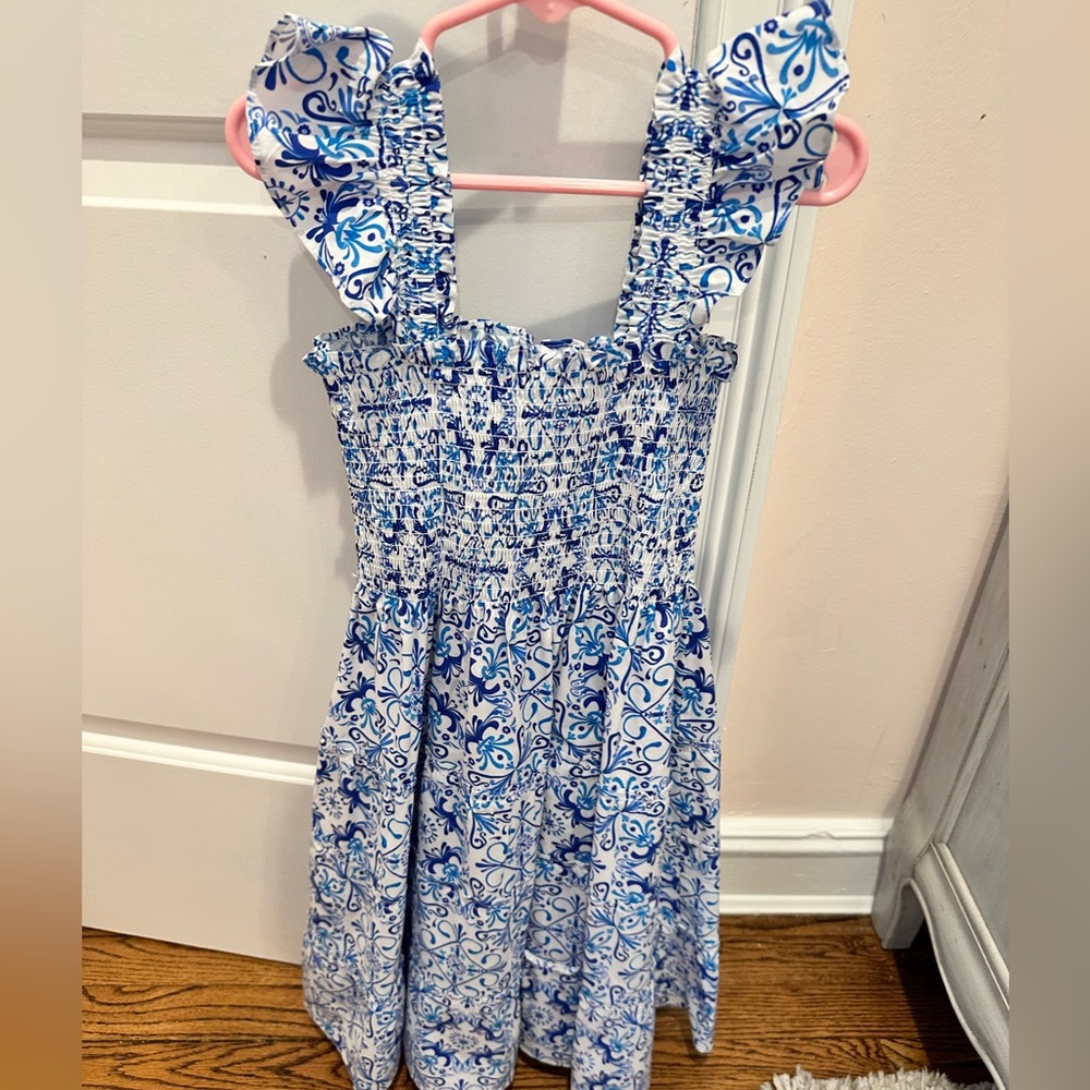 Worn once!  EC girls tiny nap dress in blue mosaic sz 9/10